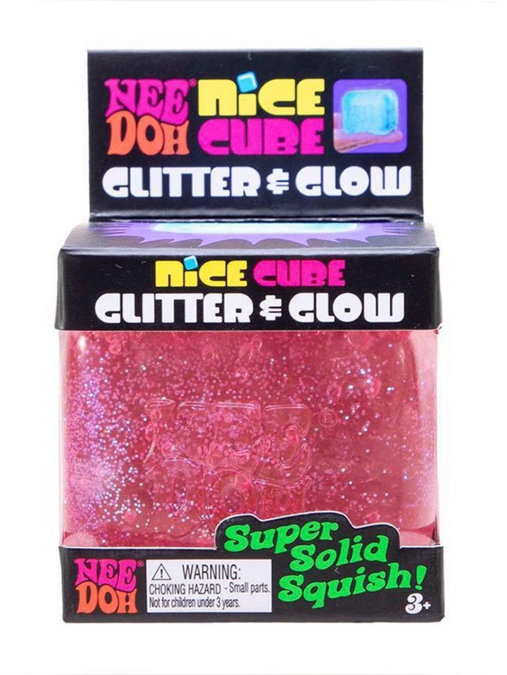 NeeDoh Nice Cube Glitter & Glow Pink cube NEW 💗 Sealed Authentic Nee Doh gift